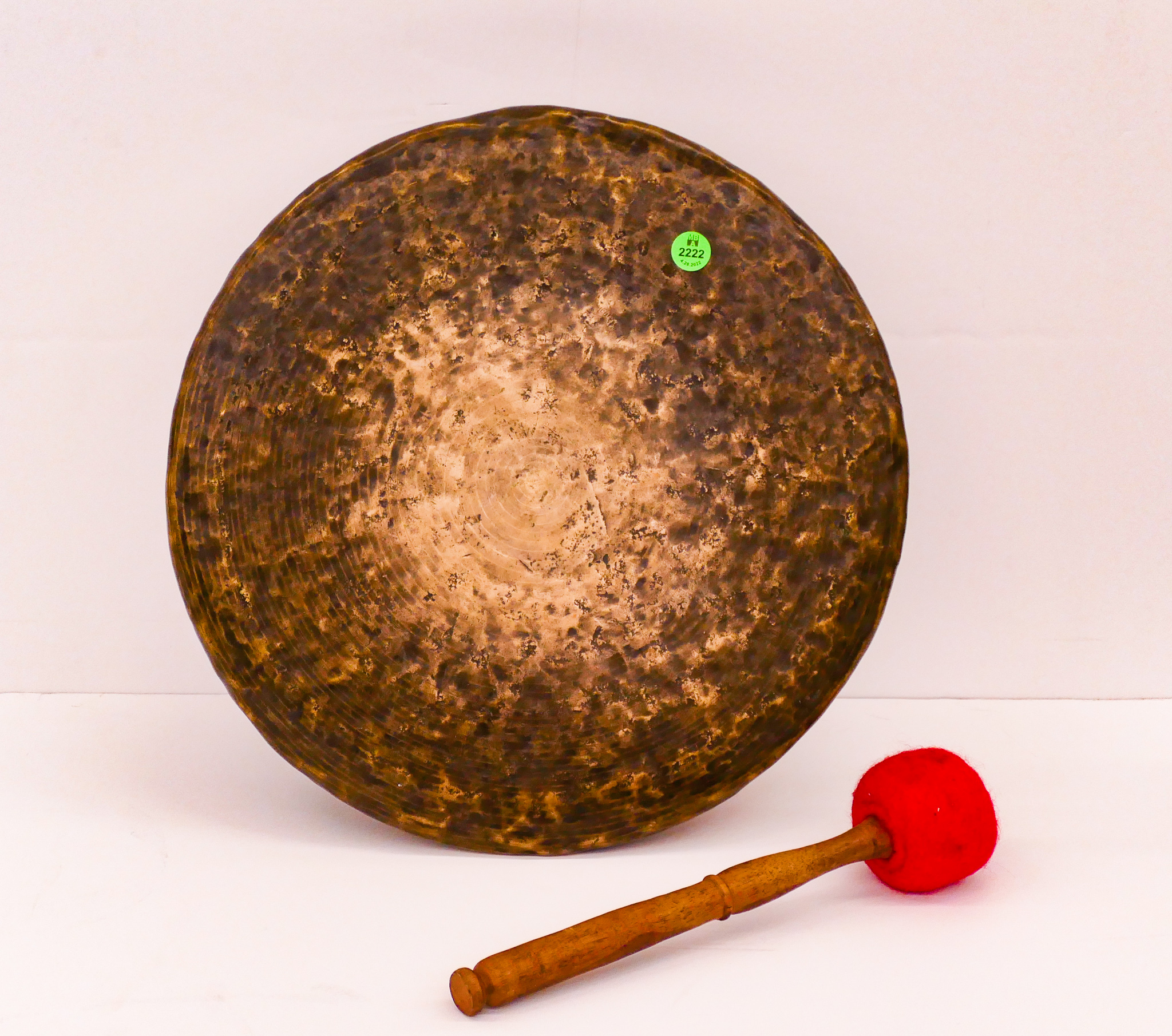 Antique Asian Bronze Gong and Striker  2d60fd