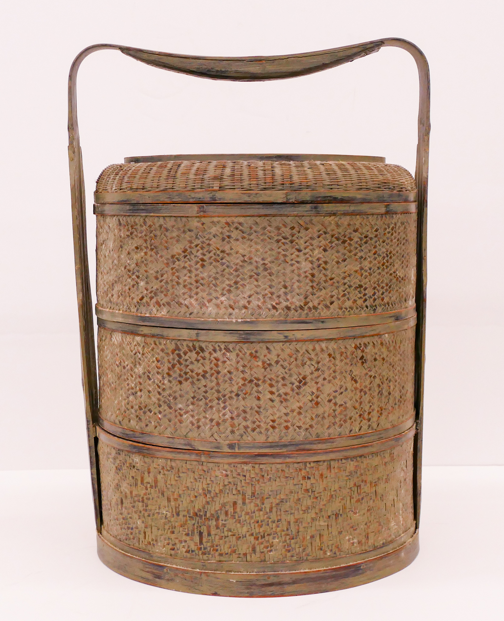 Old Chinese Stacking Woven Food Basket-