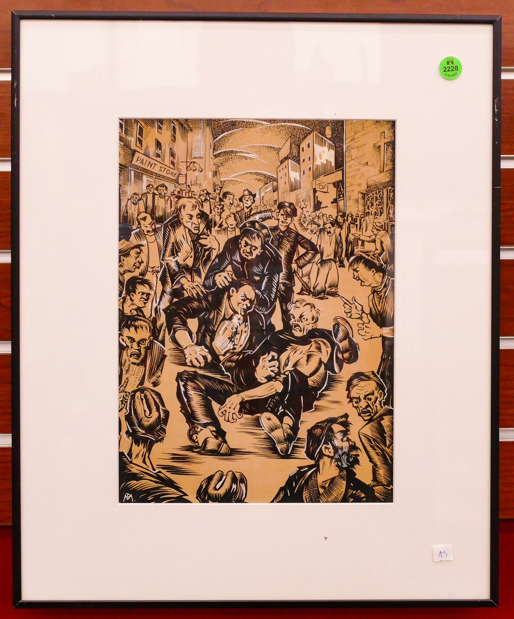 Paul Muller WPA Riot Scene Ink