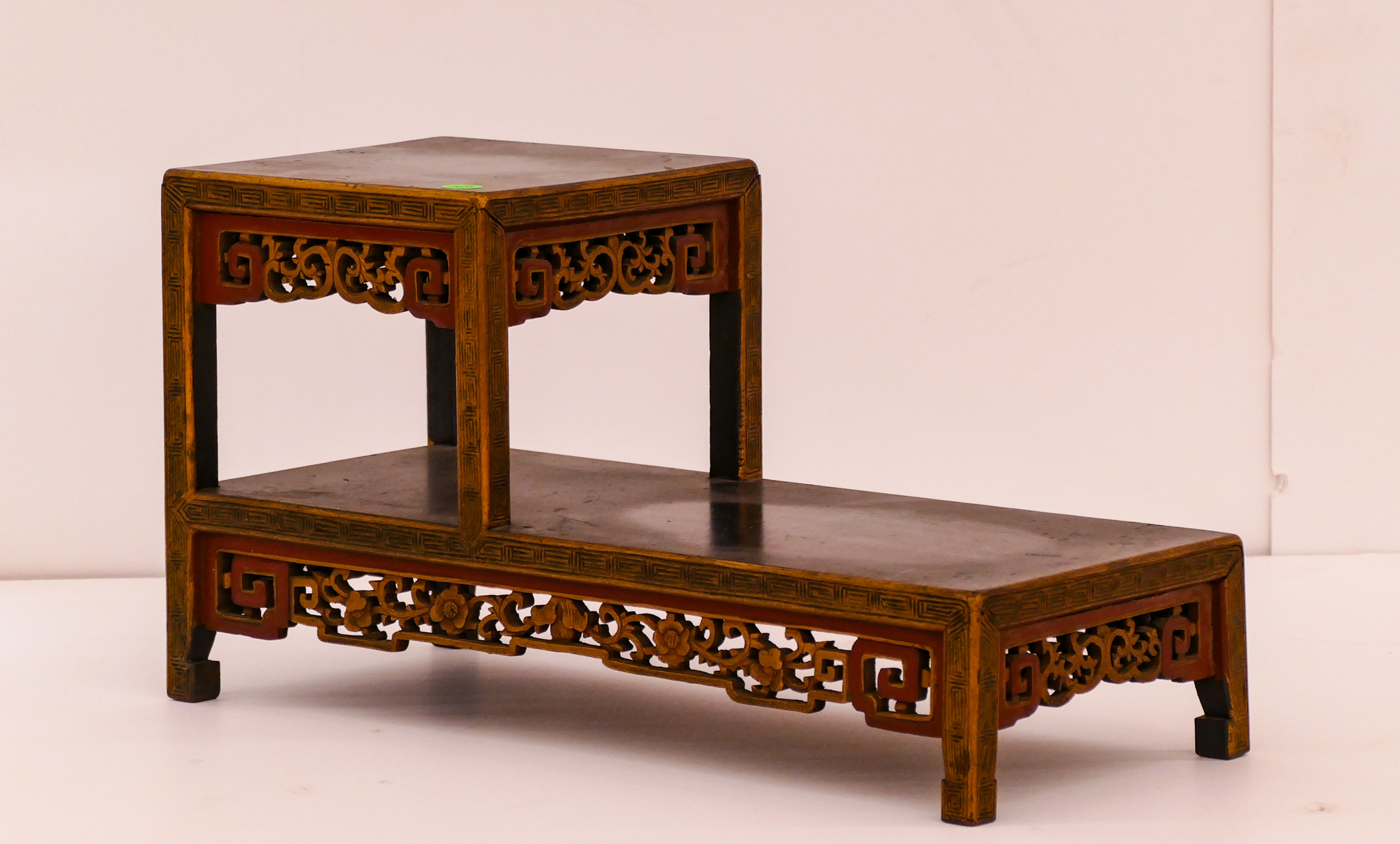 Old Chinese Gilt Lacquered Stepped 2d60fe