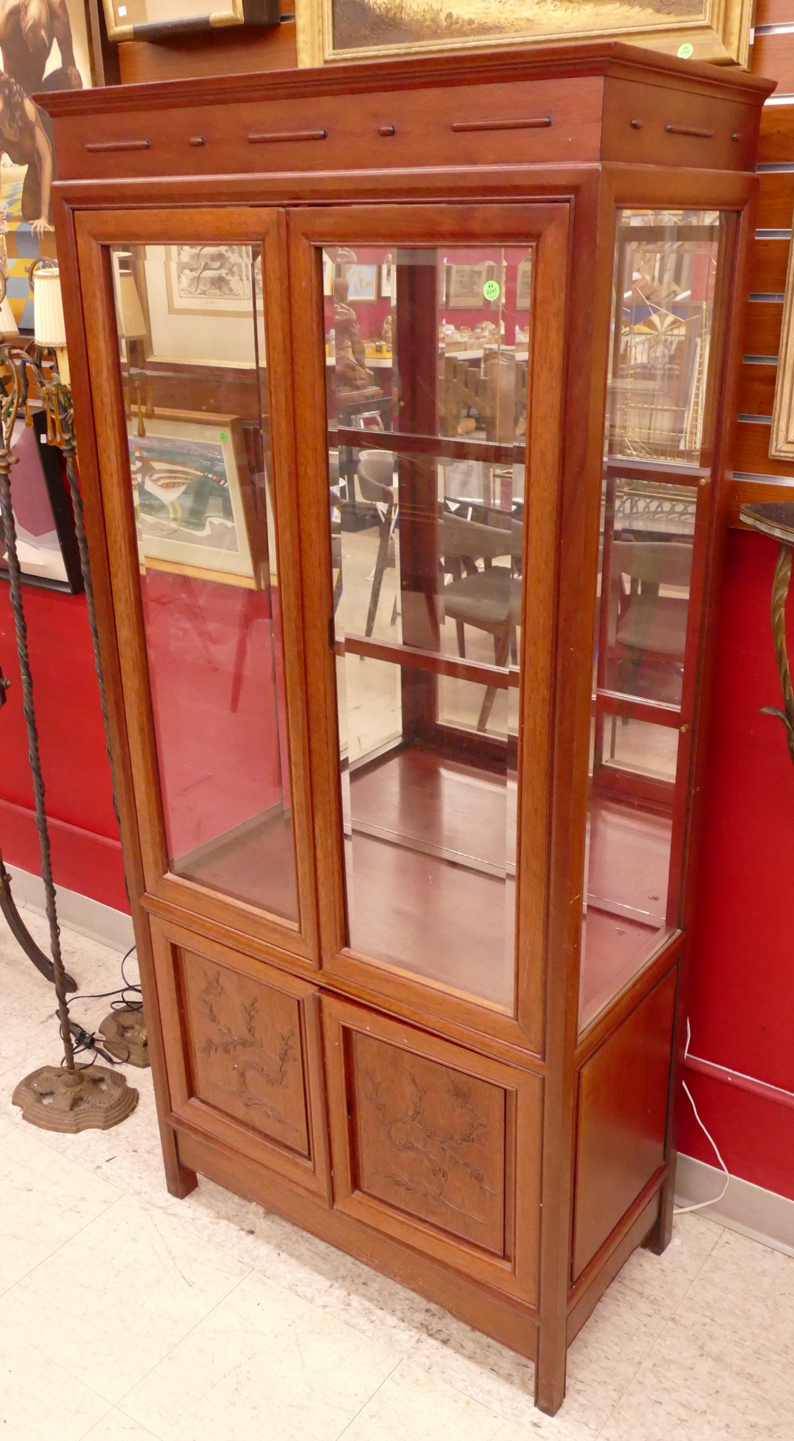 Chinese Carved Rosewood Curio Cabinet-