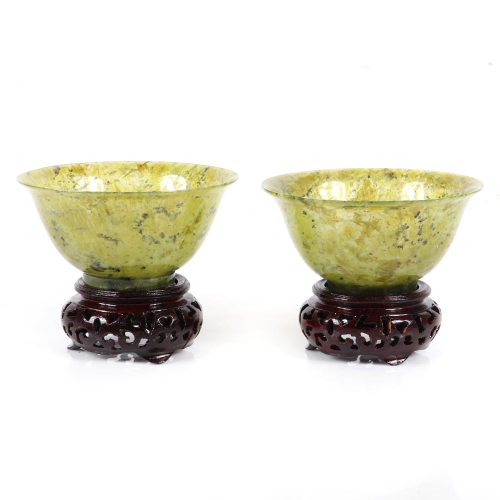 PAIR CARVED CHINESE SPINACH JADE