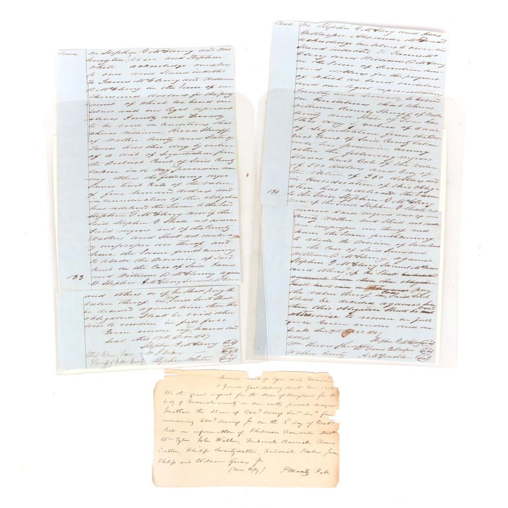 THREE SLAVE DOCUMENTS 1815 COURT 2d8d1d