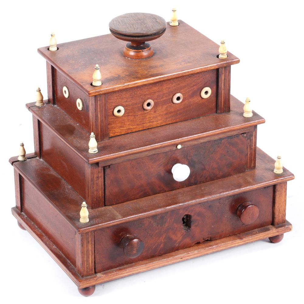 THREE TIER SHAKER SEWING BOX WITH