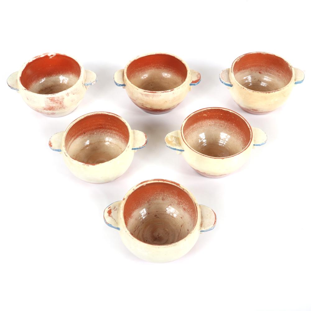 SET OF SIX BROWN COUNTY POTTERY DOUBLE