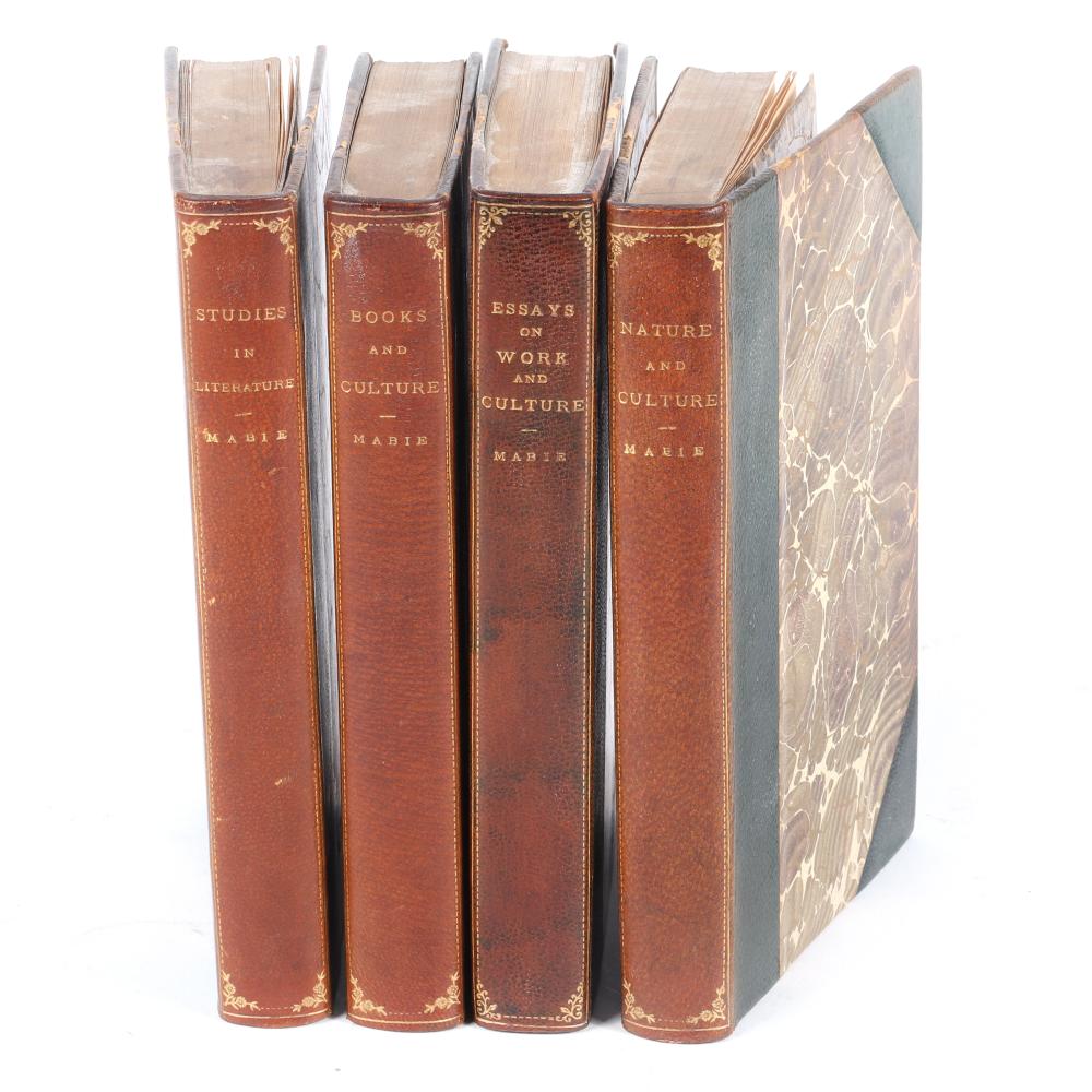 FOUR HALF-BOUND LEATHER ON MARBLE