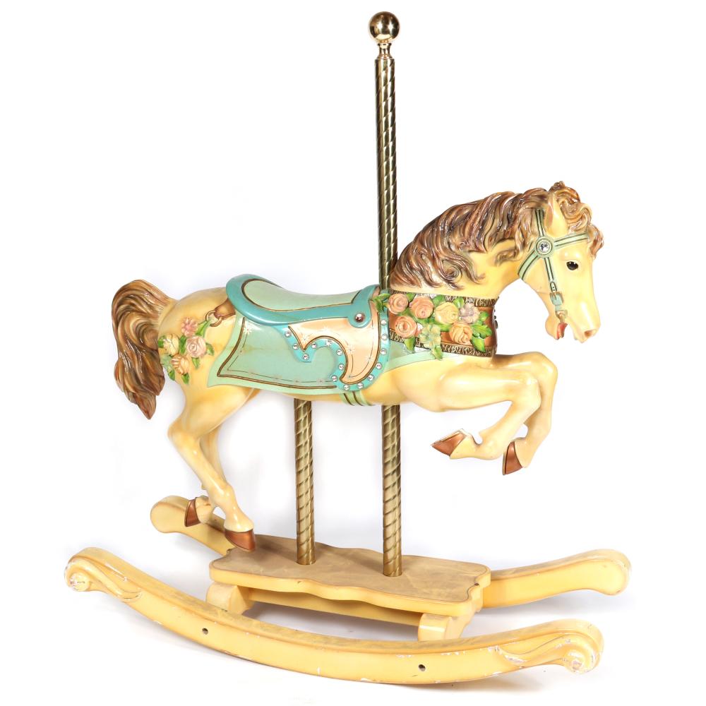LARGE PAINTED WOODEN CAROUSEL ROCKING 2d8df4