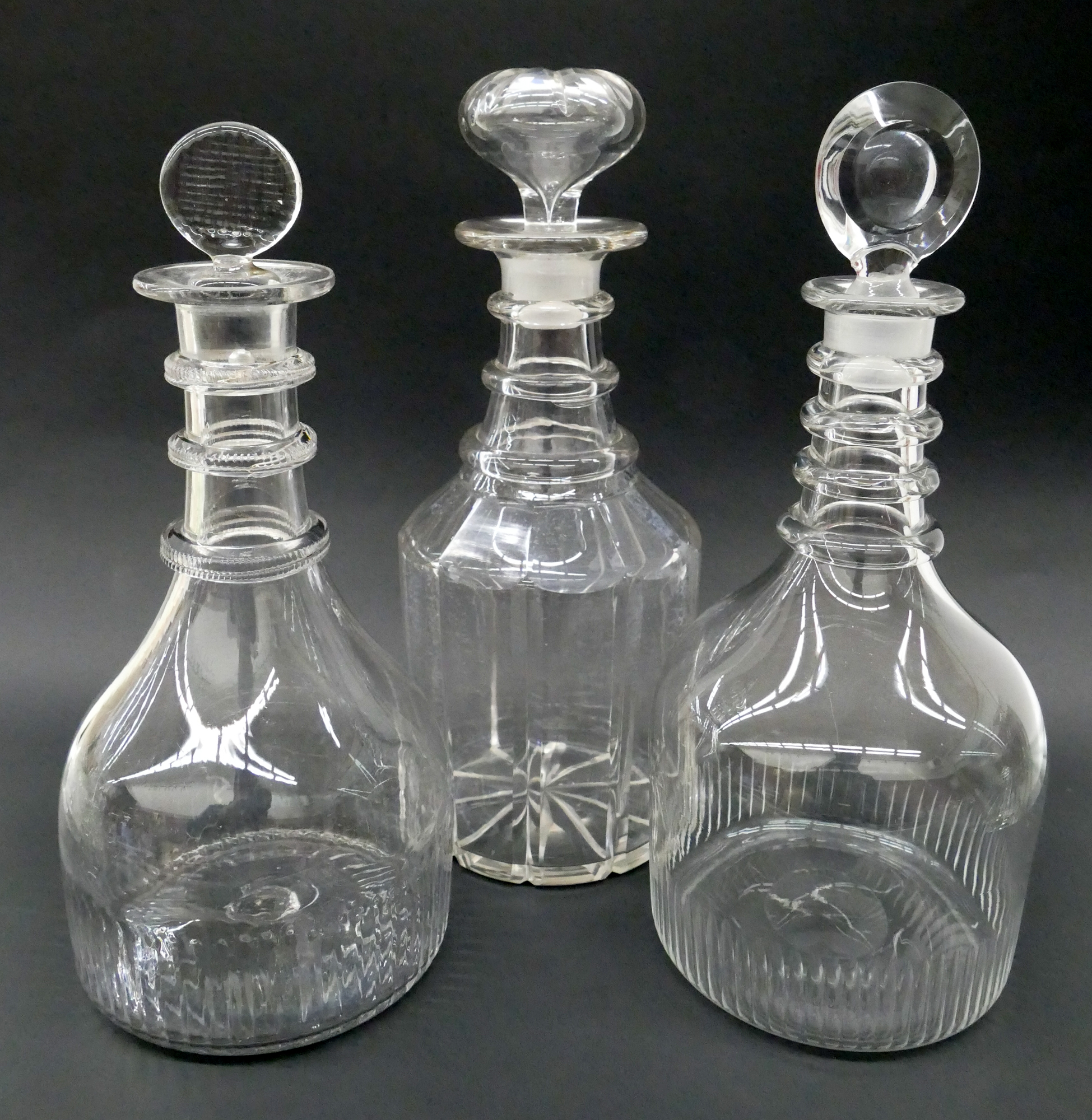 3pc Georgian Crystal Decanters,