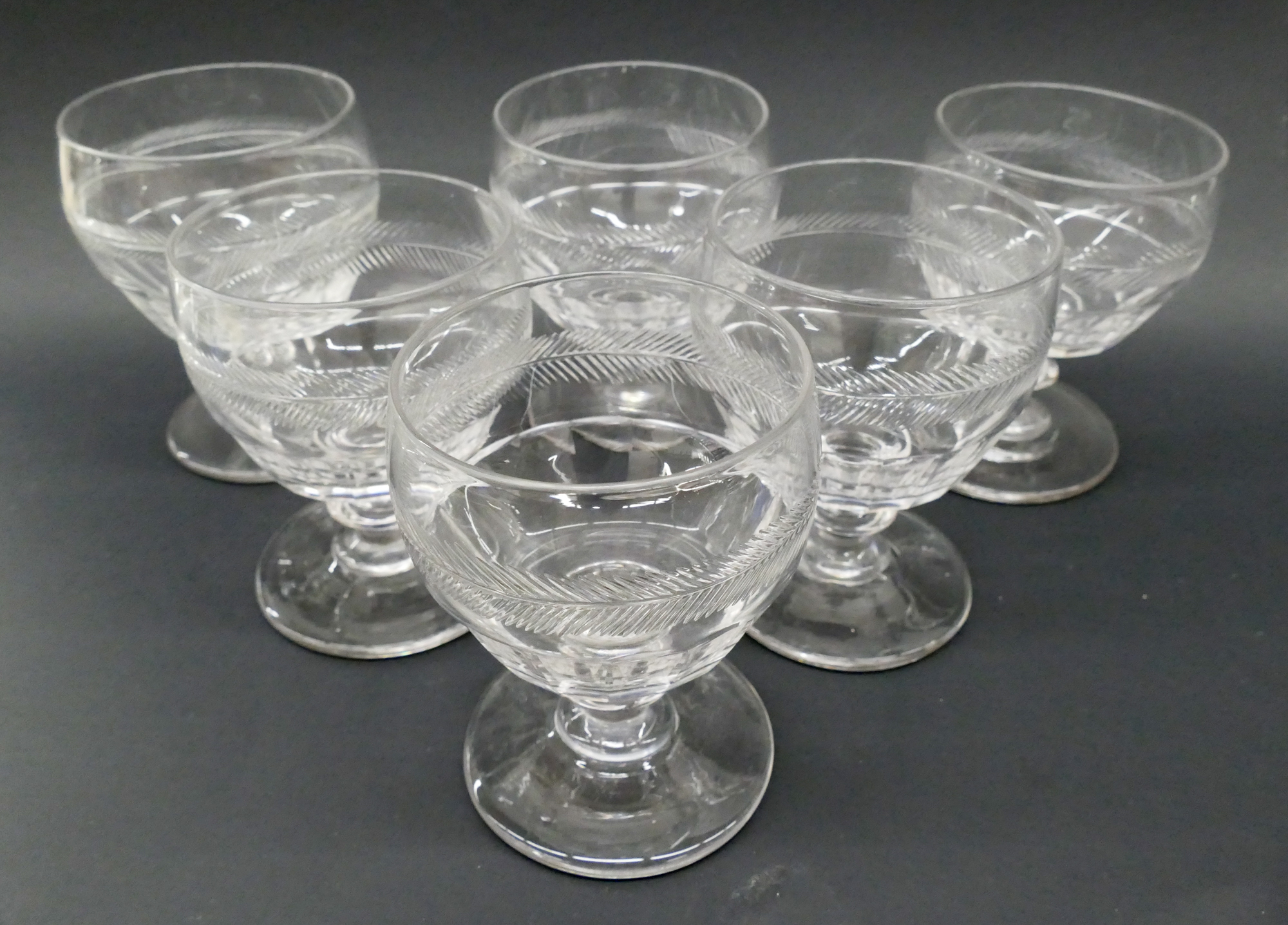 6pc Set Georgian Crystal Red Wine Glasses,