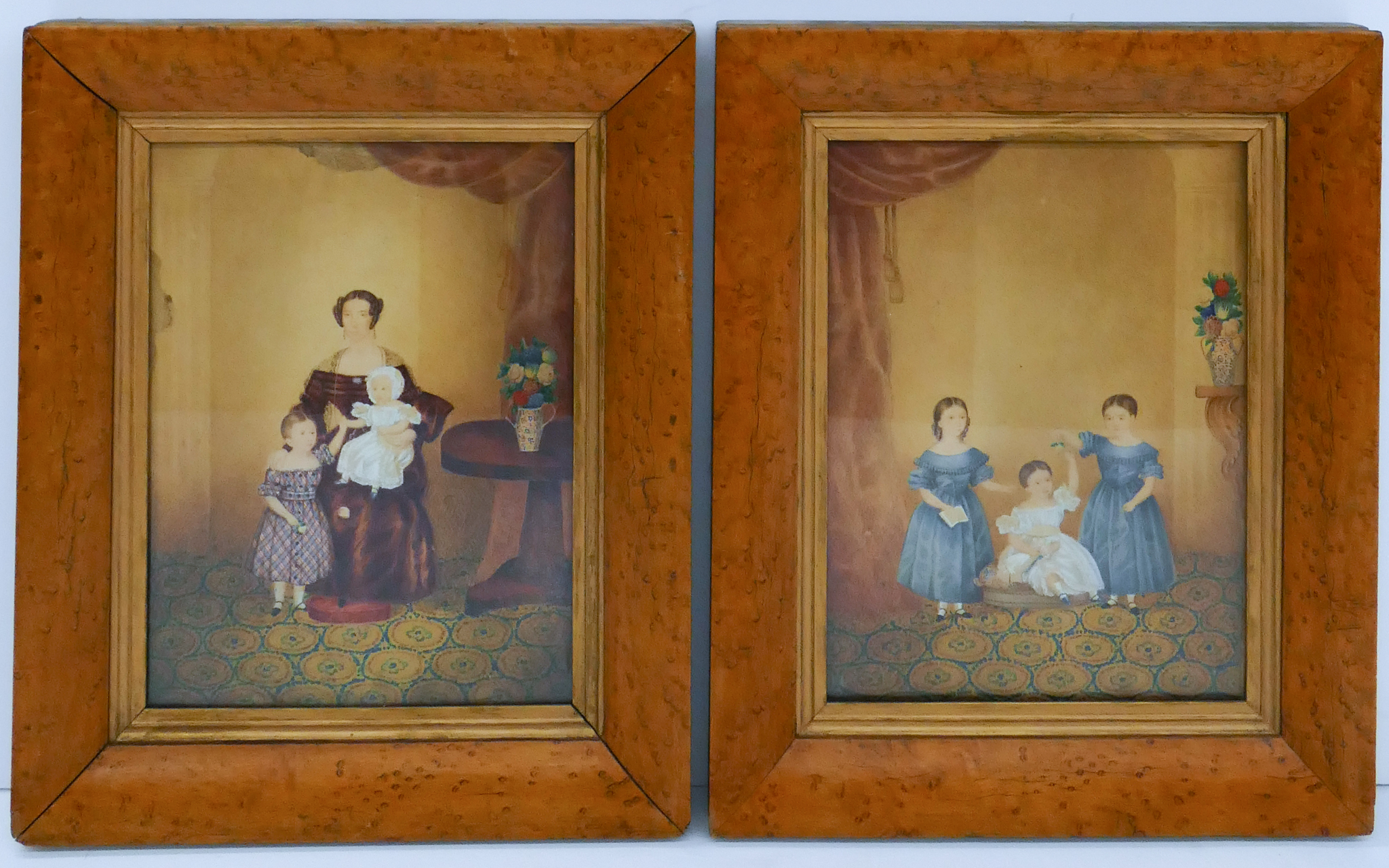 Pair Early American Family Paintings  2d99a6