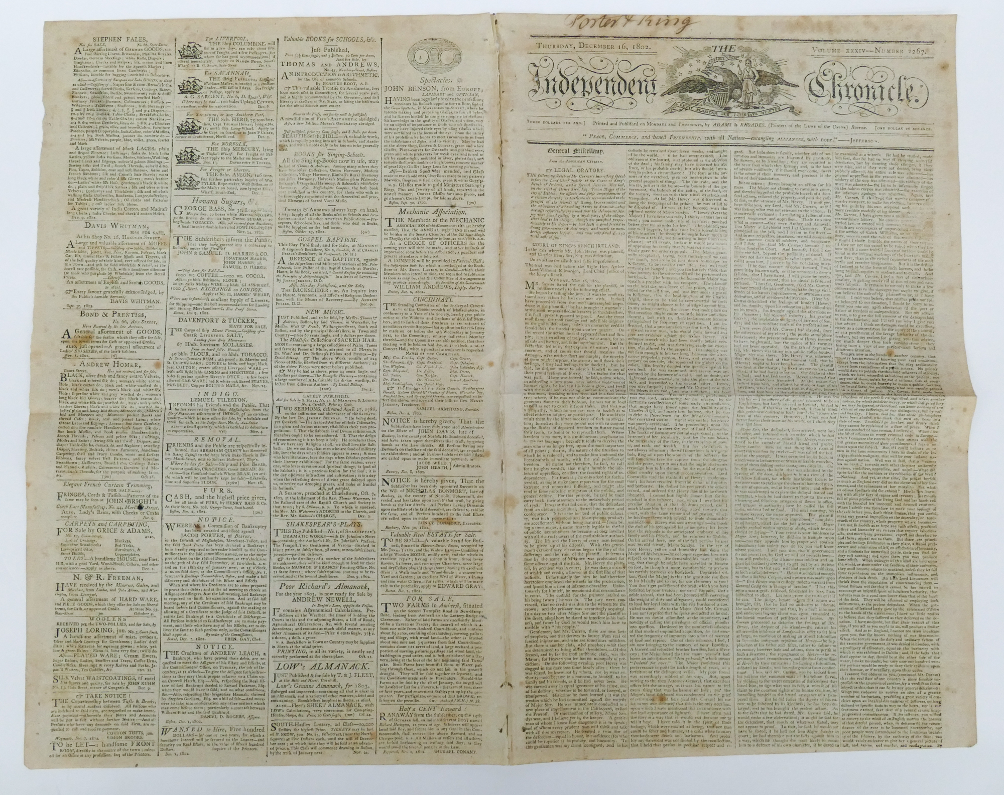 December 16 1802 Edition of Boston 2d9a29