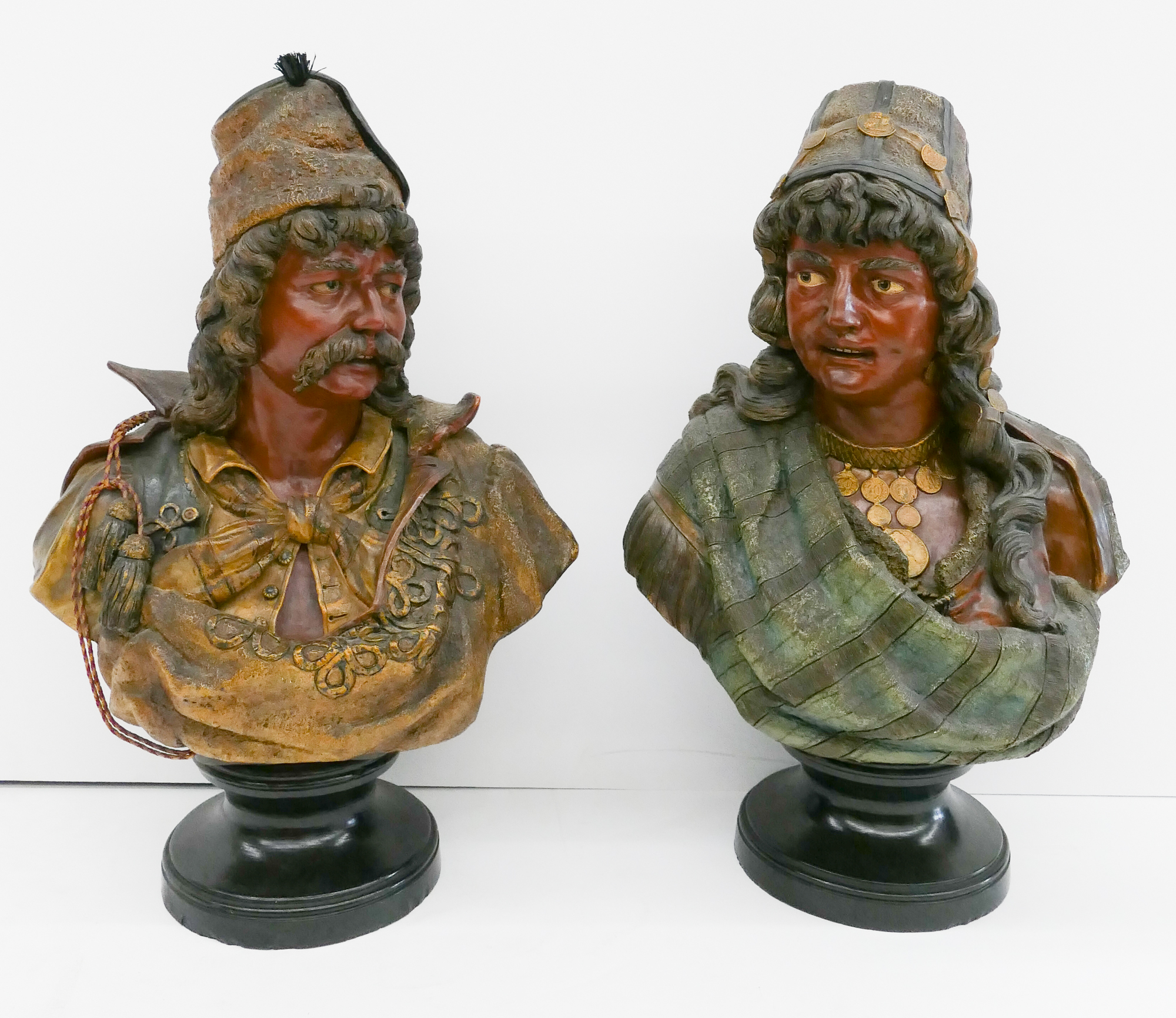 Pair Orientalist Terracotta Busts  2d9b88
