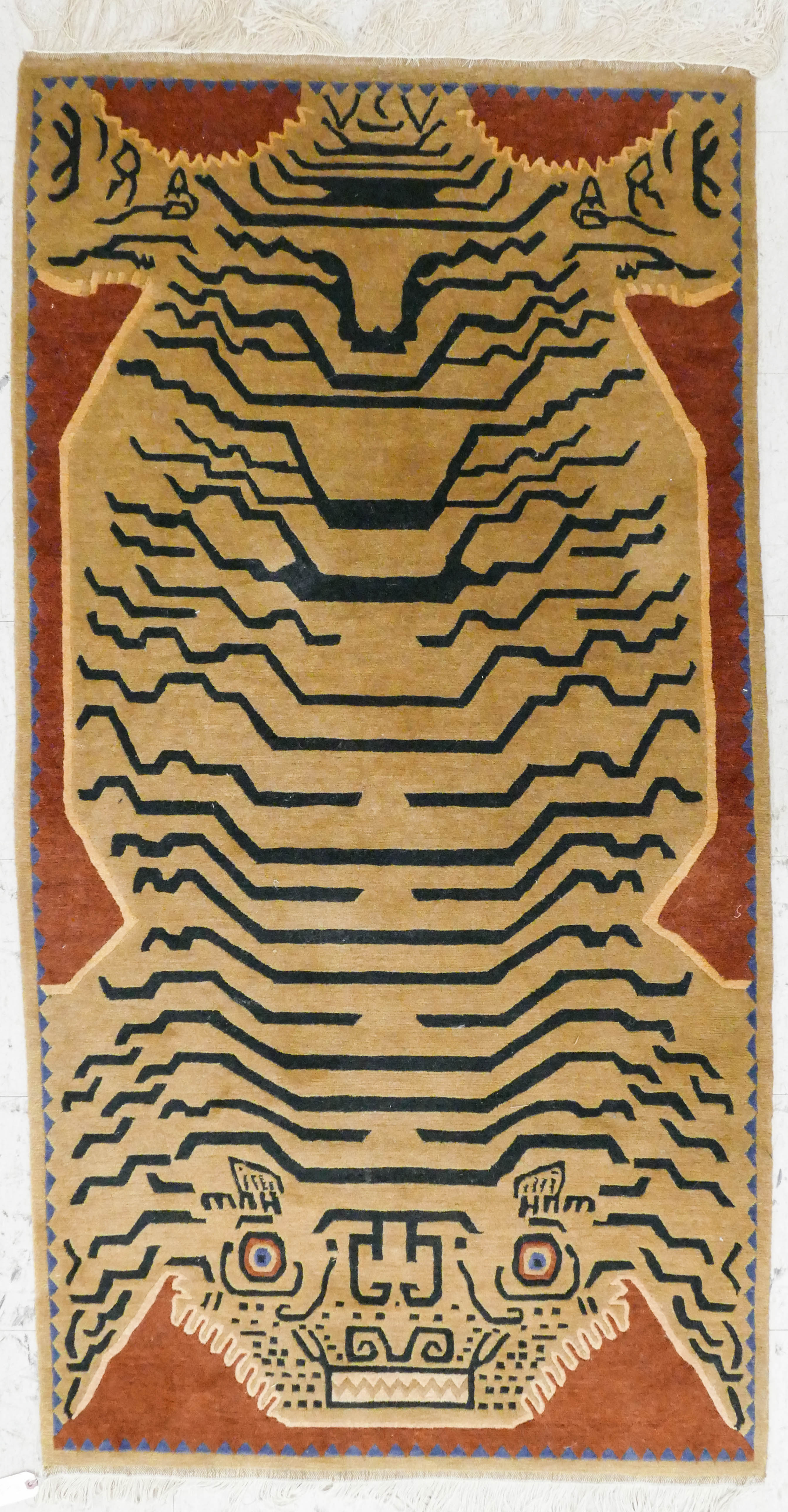 Tibetan or Indian Tiger Wool Scatter