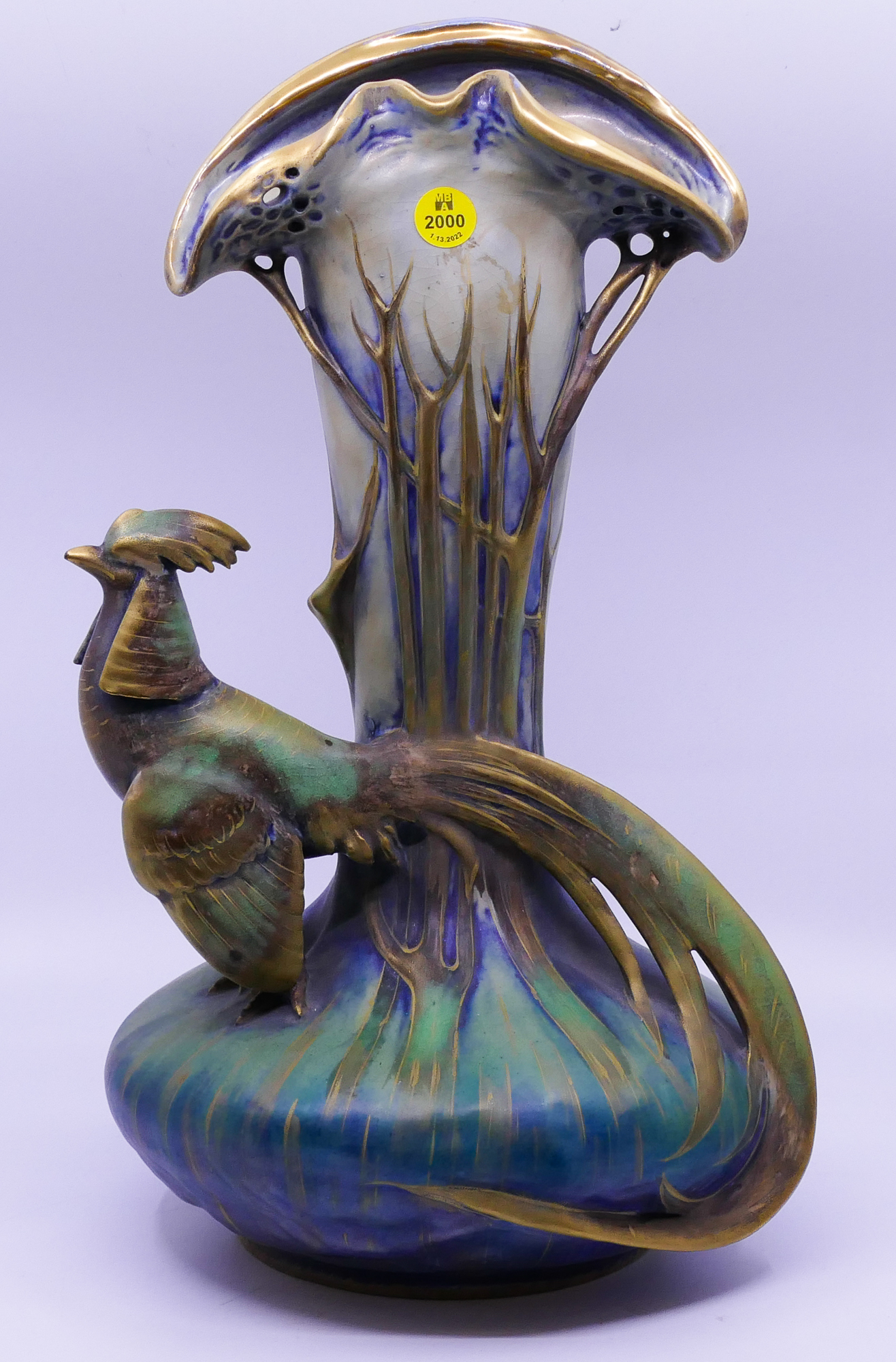 Teplitz Amphora Art Nouveau Pheasant 2d9d79