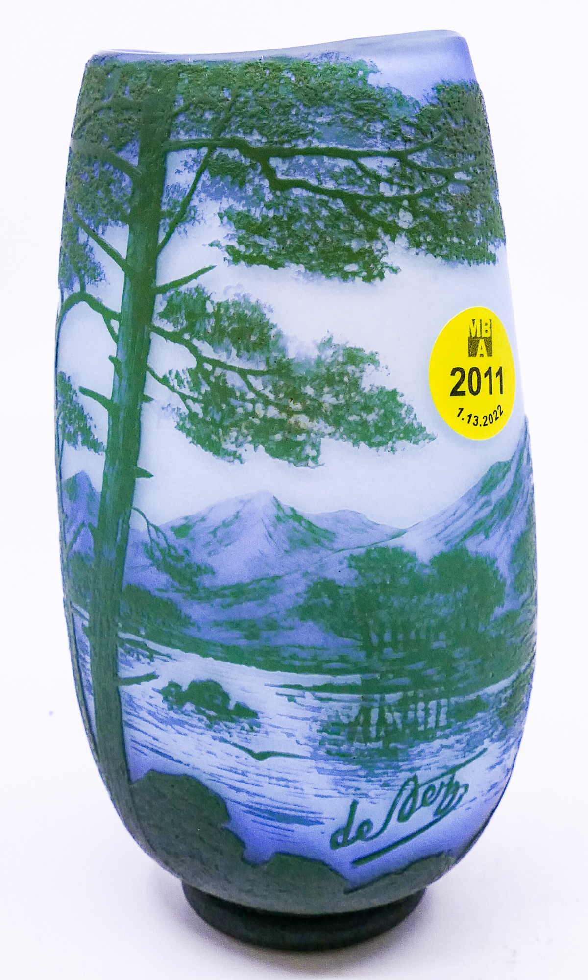 DeVez Cameo Glass Landscape Vase  2d9d84