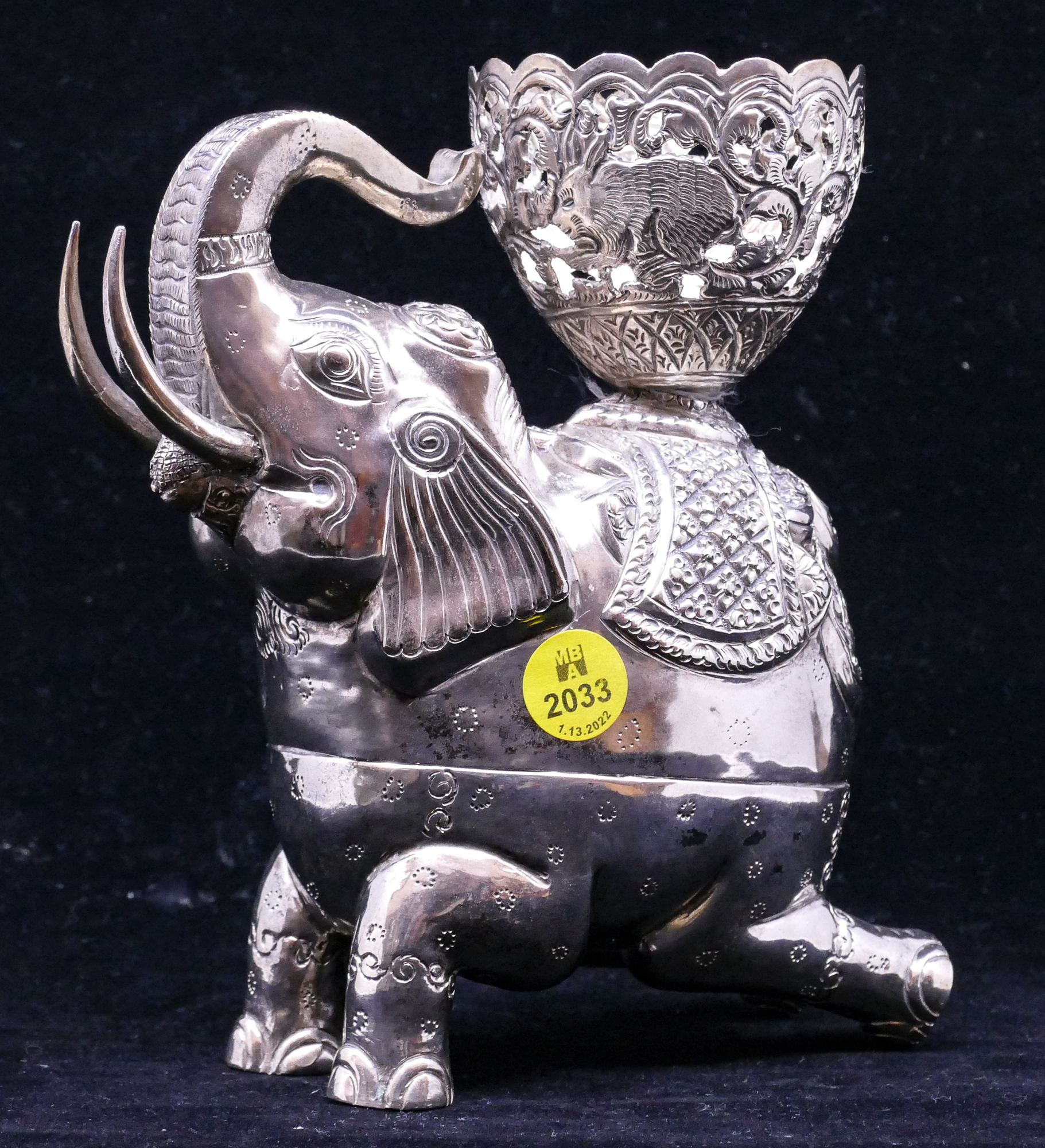 Burmese Repousse Silverplate Elephant 2d9d9a