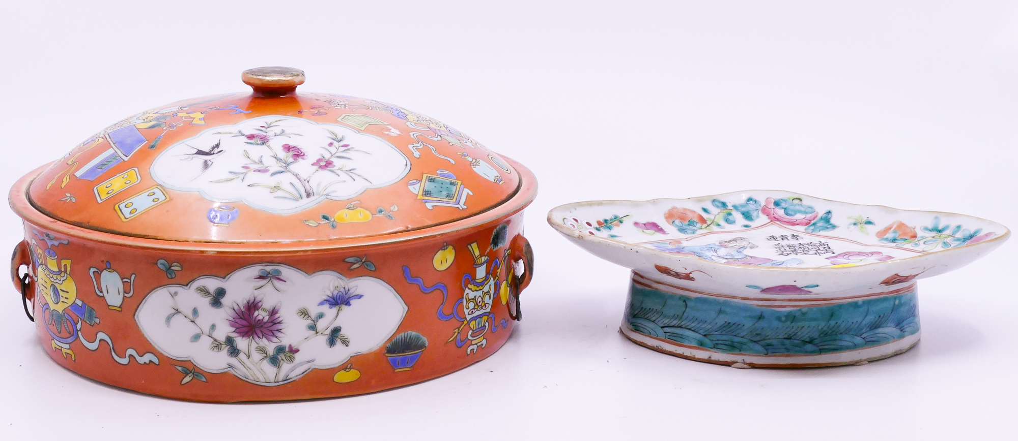 2pc Chinese Republic Porcelain Covered