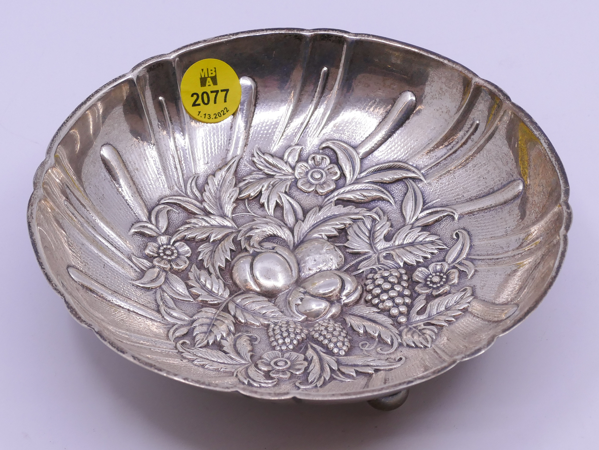 Kirk Repousse Sterling Footed Bowl  2d9dc6