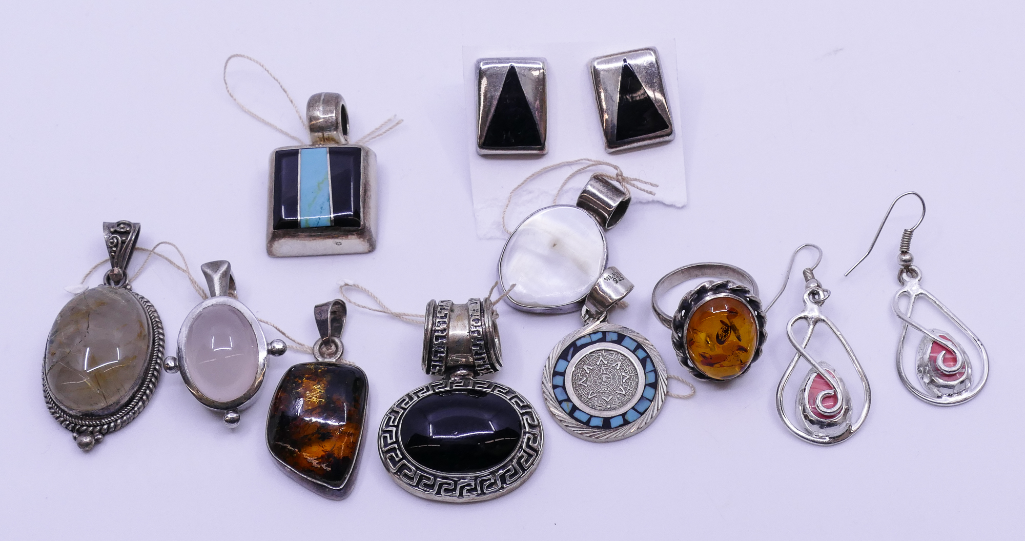 Box Sterling and Stone Pendants