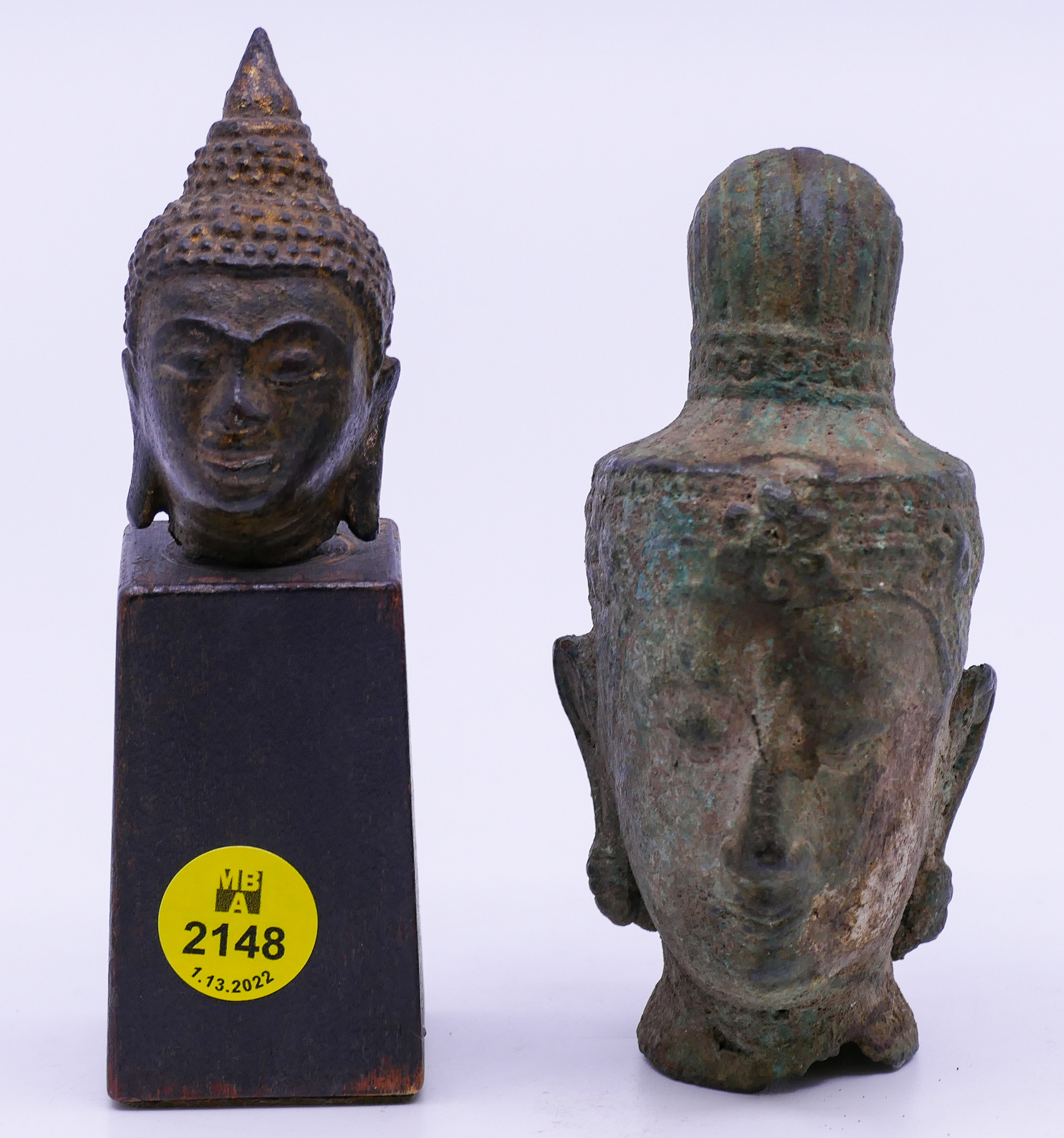 2pc Antique Asian Bronze Buddha