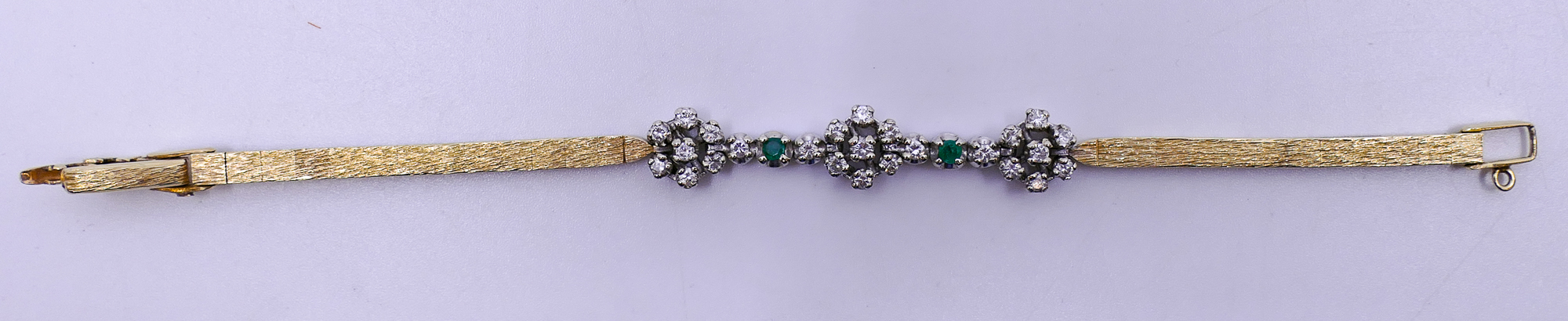 Ladies 14K Emerald & Diamond Bracelet.