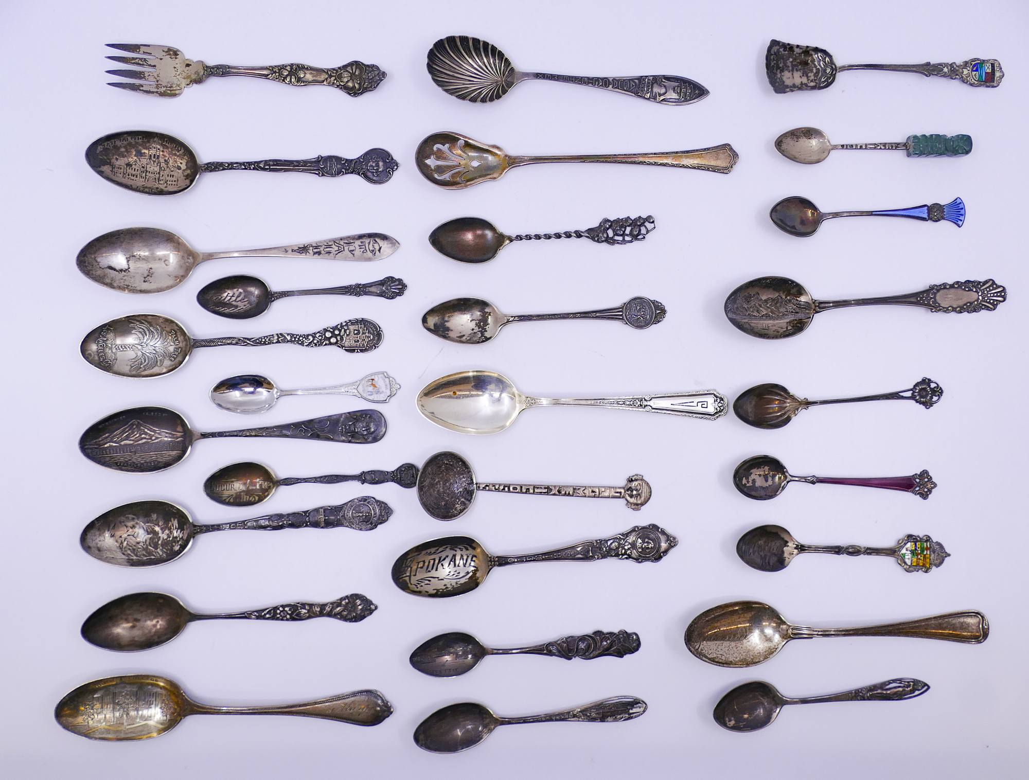 Box Antique Sterling Souvenir Spoons