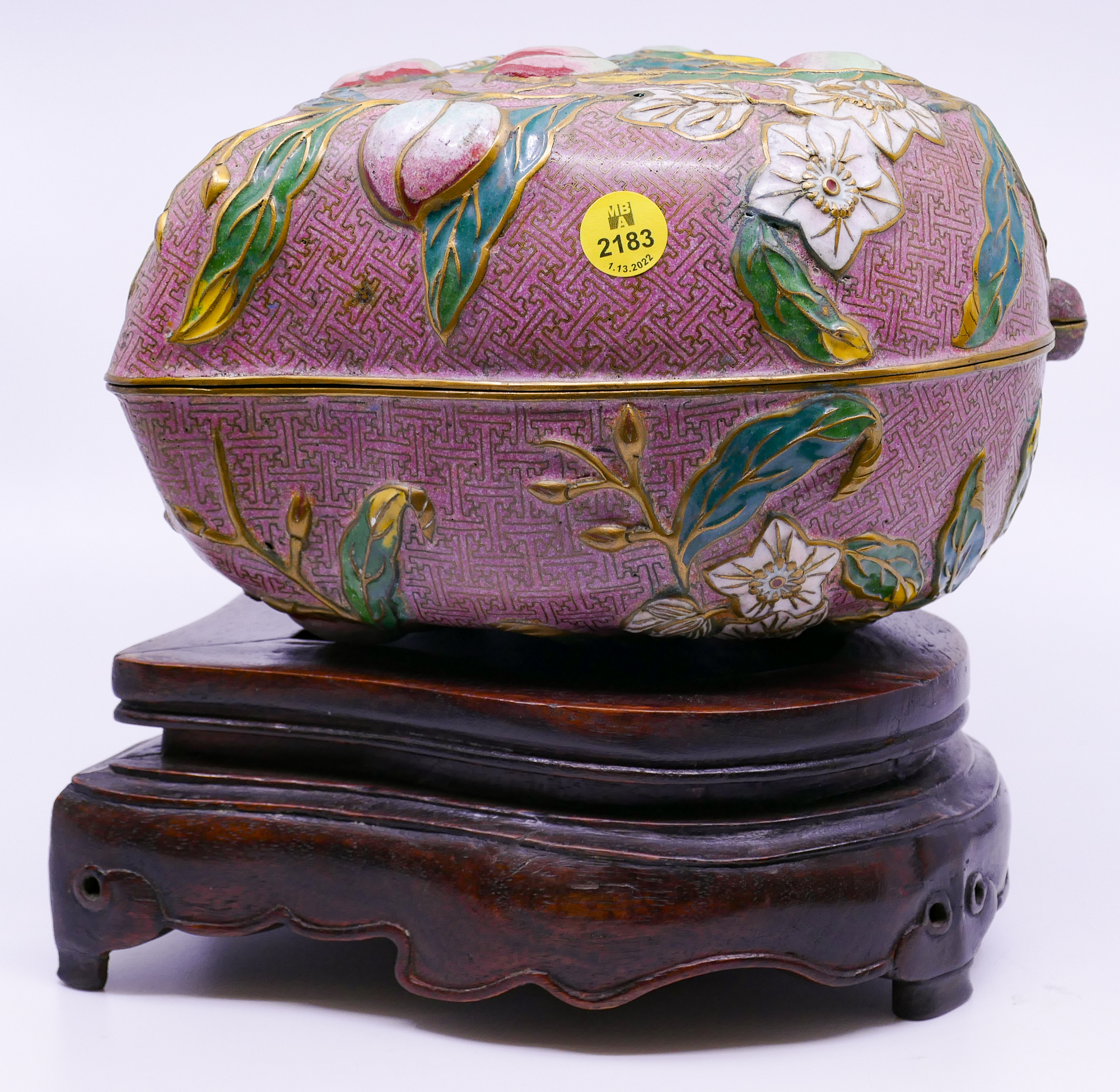 Old Chinese Cloisonne Figural Peach