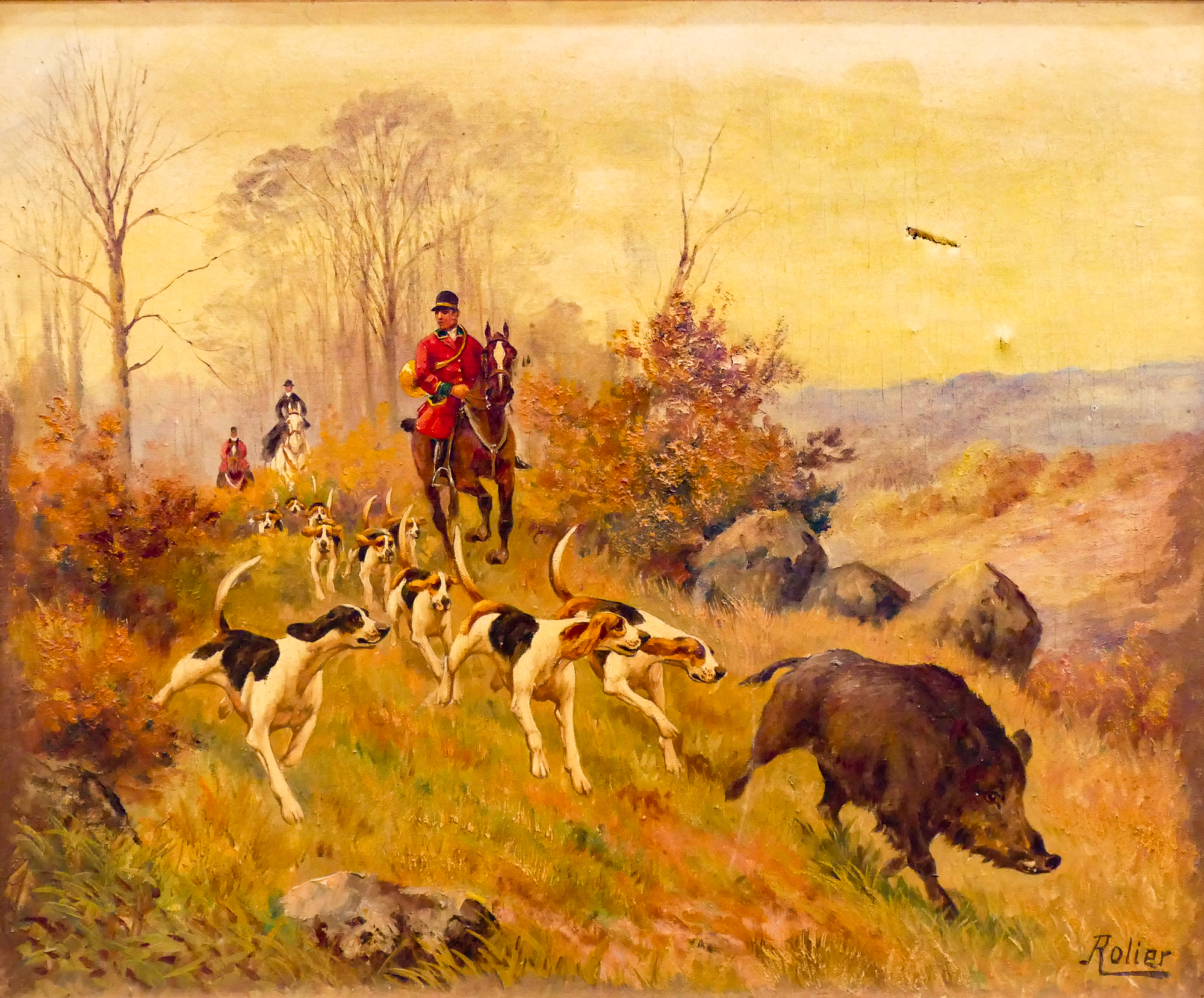 English Hunt Scene Oil Painting