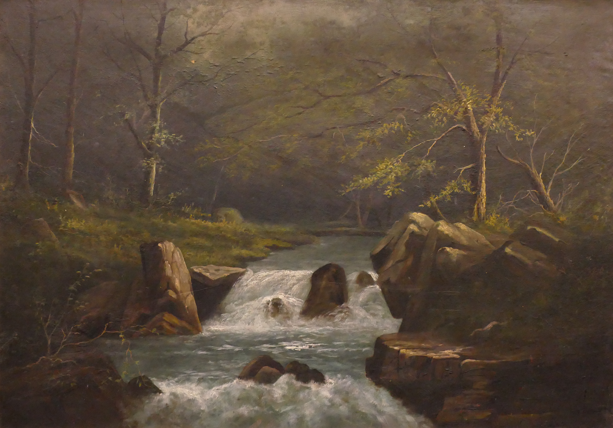 Antique River Landscape Oil Painting 2d9e55