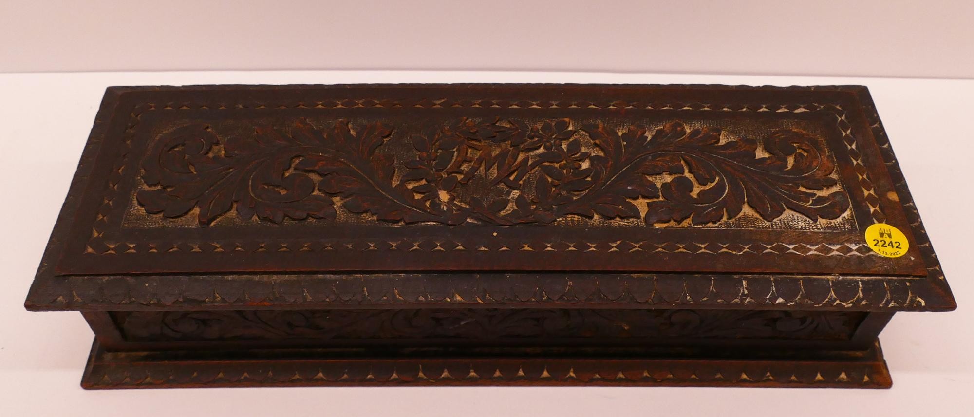 Antique Carved German Glove Box-