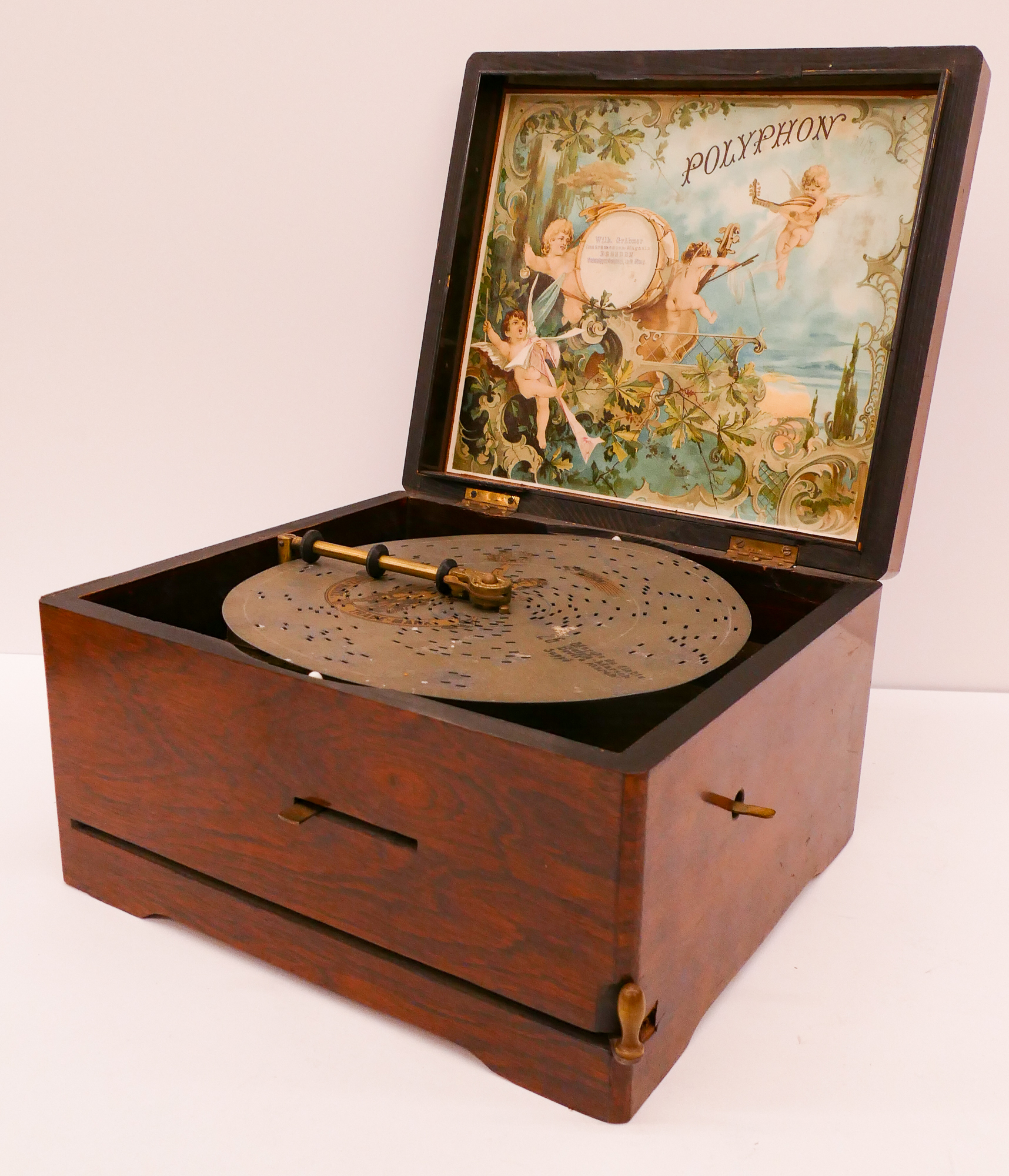 Antique Polyphon Disc Music Box Player-