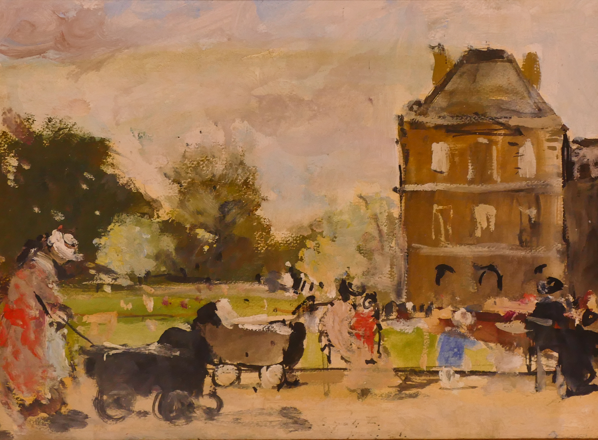 French Impressionist Genre Scene Painting