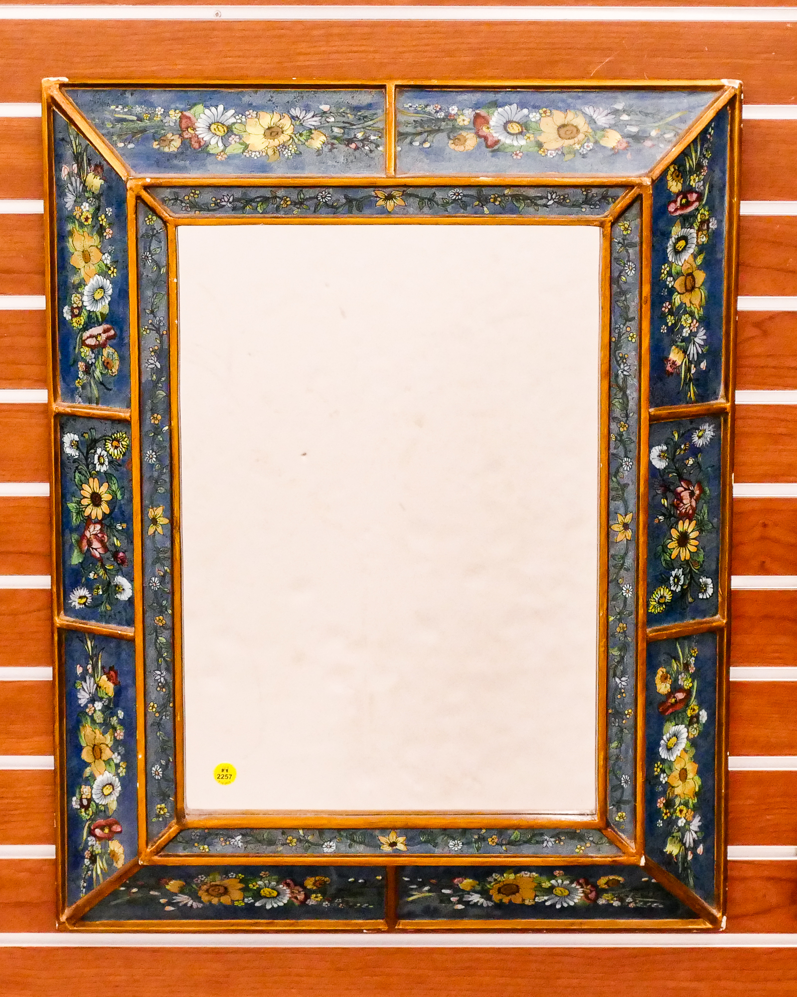 Gilt Reverse Painted Floral Mirror-