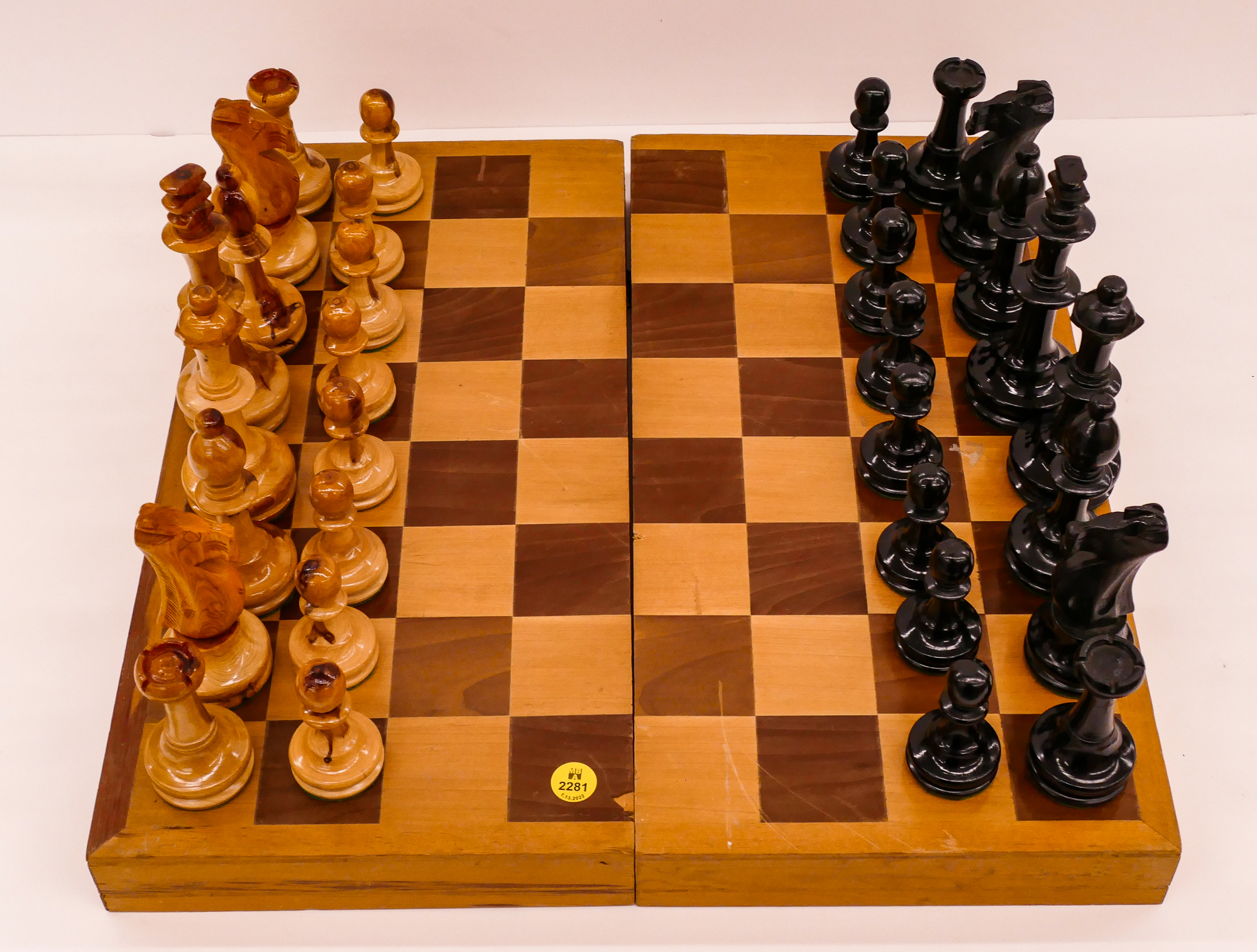 Midcentury Wood Chess Set- Board