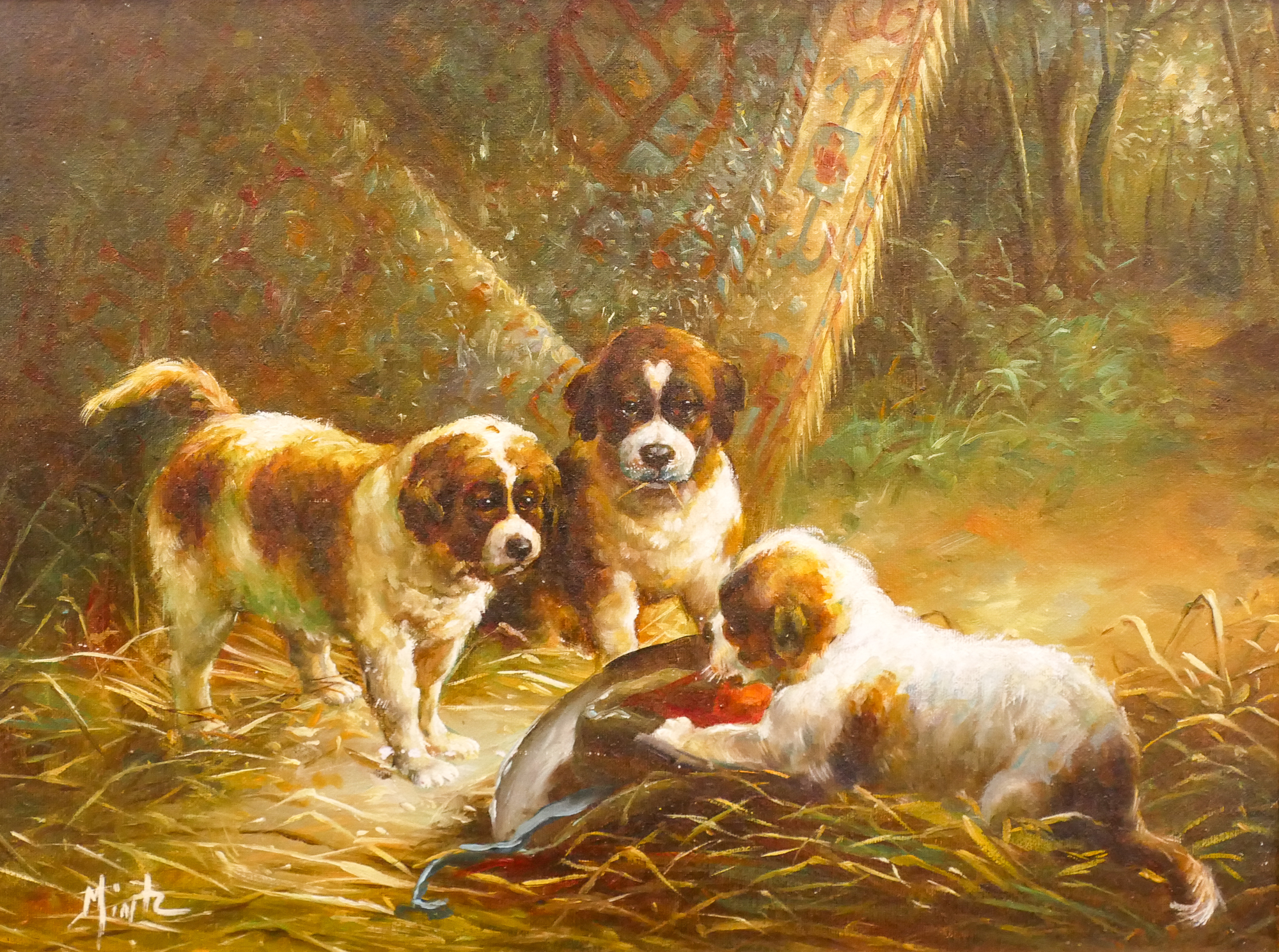 Mintz Dog Family Oil Painting Framed  2d9eb0