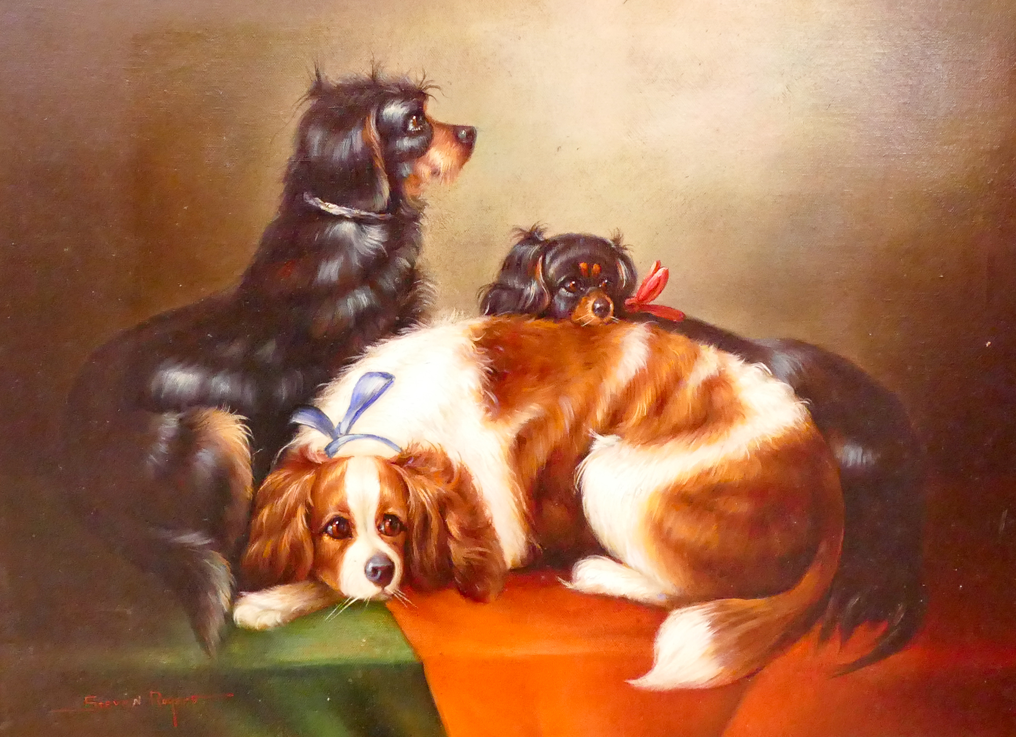 Steven Rogers 3 Dogs Oil Painting