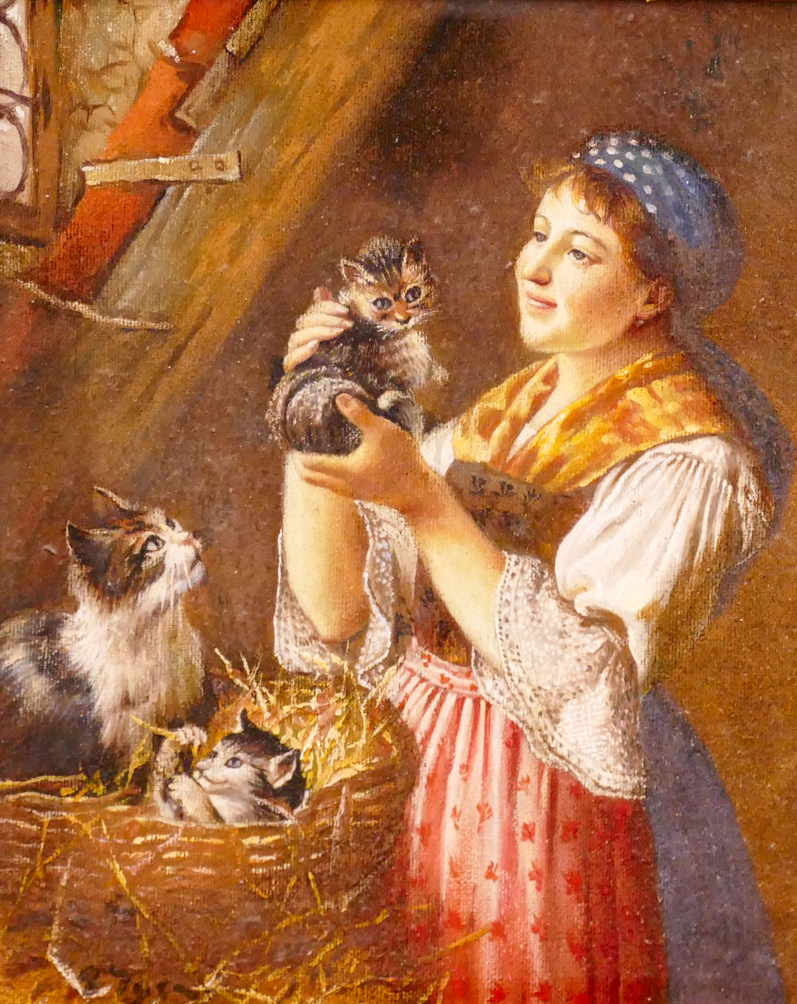 European Woman with Cats Oil Painting 2d9eb7