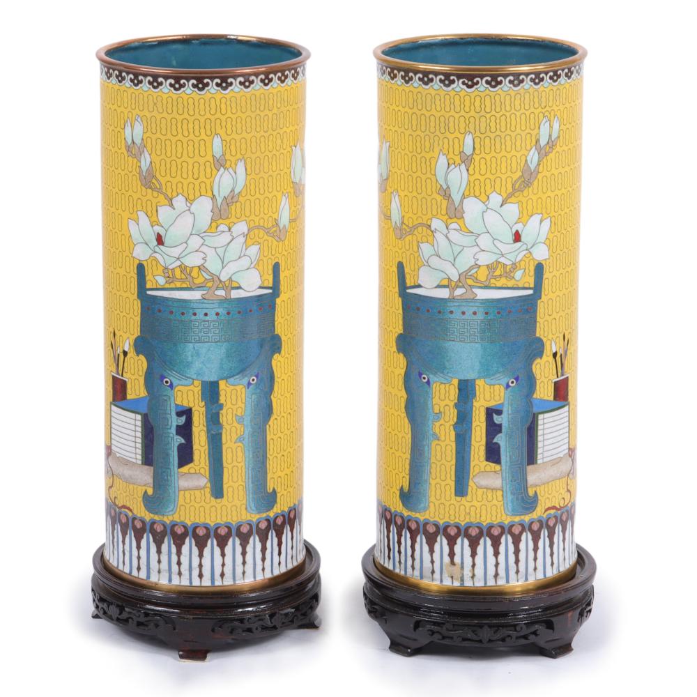 PAIR OF CHINESE YELLOW CLOISONNé