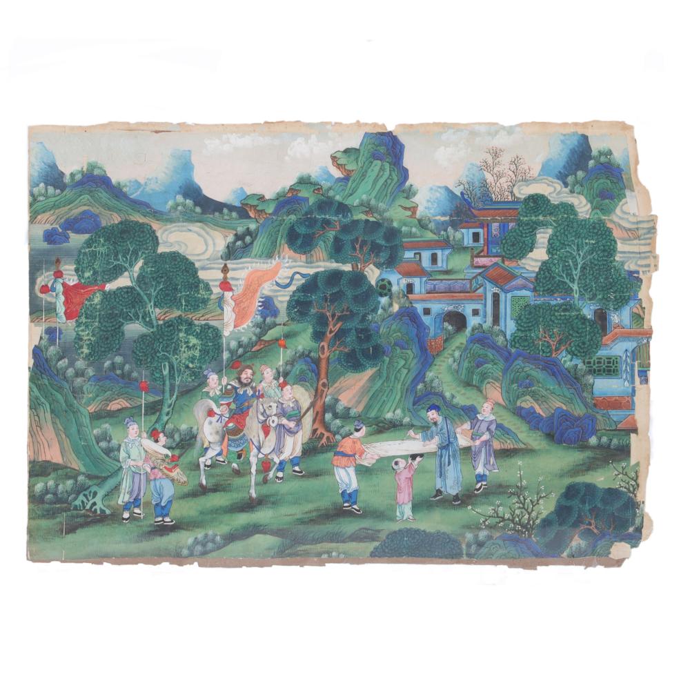 ANTIQUE CHINESE COURT SCENE WITH