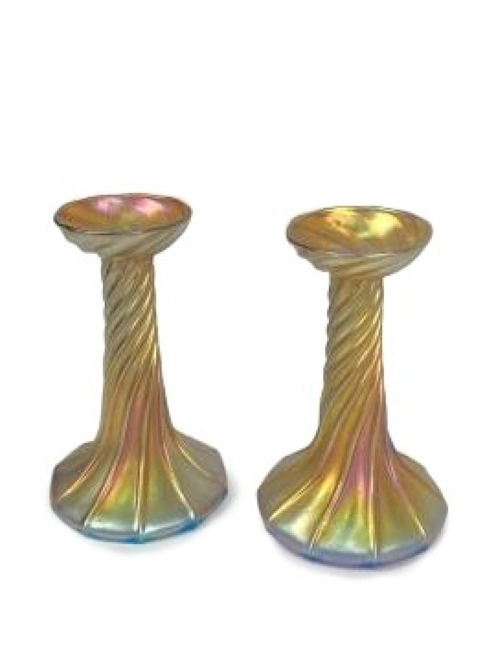 PAIR LOUIS COMFORT TIFFANY GOLD