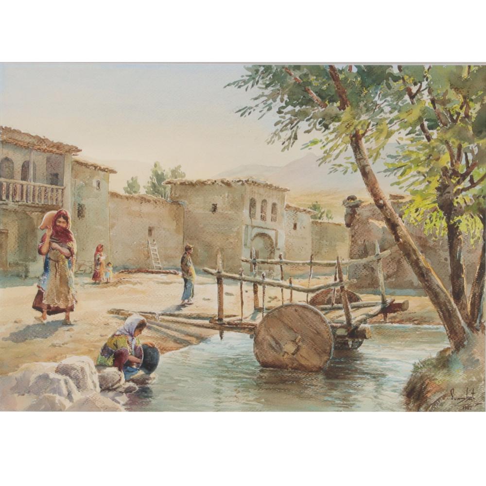 UNKNOWN ORIENTALIST VILLAGE SCENIC 2d7ab4