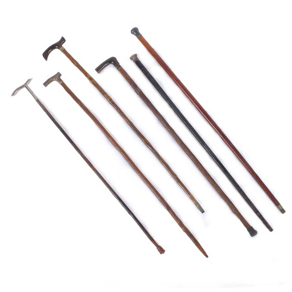 SIX VINTAGE WALKING STICKS CANES 2d7ad0