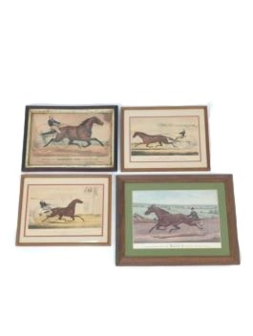 FOUR ANTIQUE CURRIER IVES TROTTER 2d7add