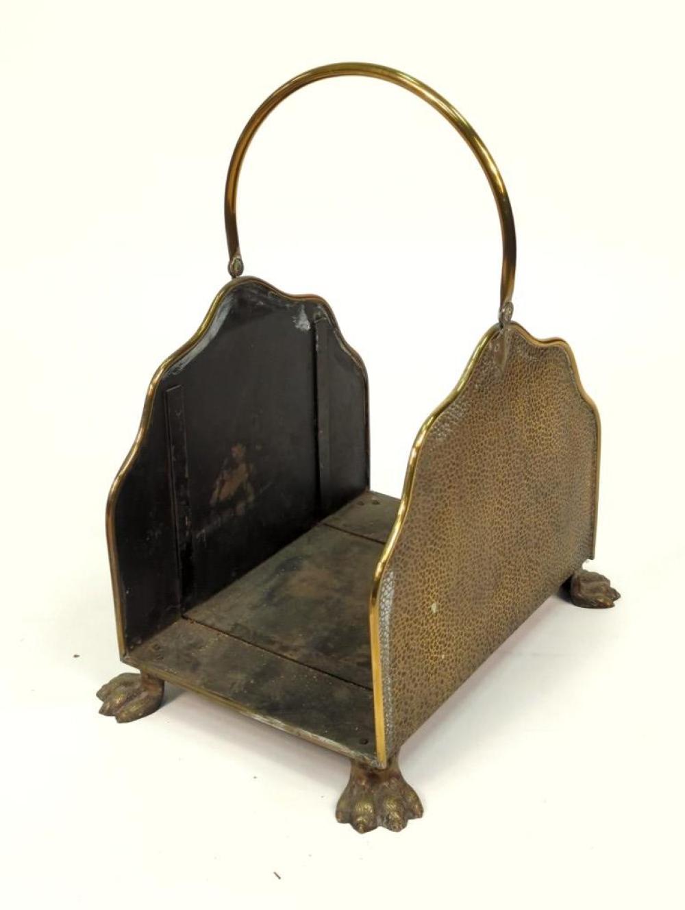 ENGLISH BRASS FIREWOOD HOLDER WITH