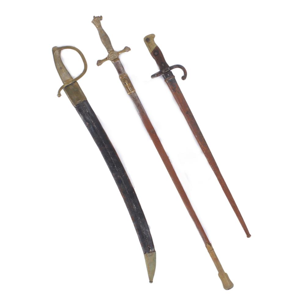 THREE ANTIQUE DRESS SWORDS; FRENCH INFANTRY