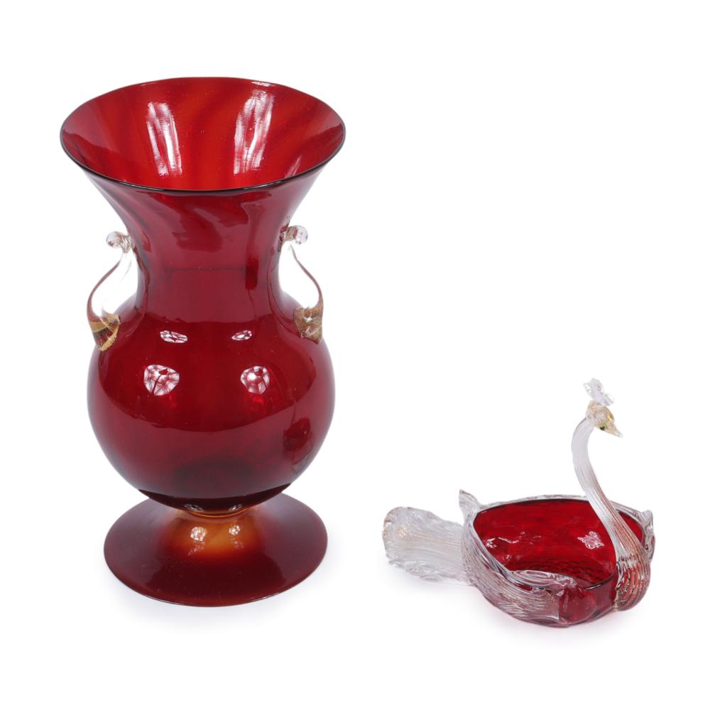 ITALIAN RUBY RED VENETIAN ART GLASS