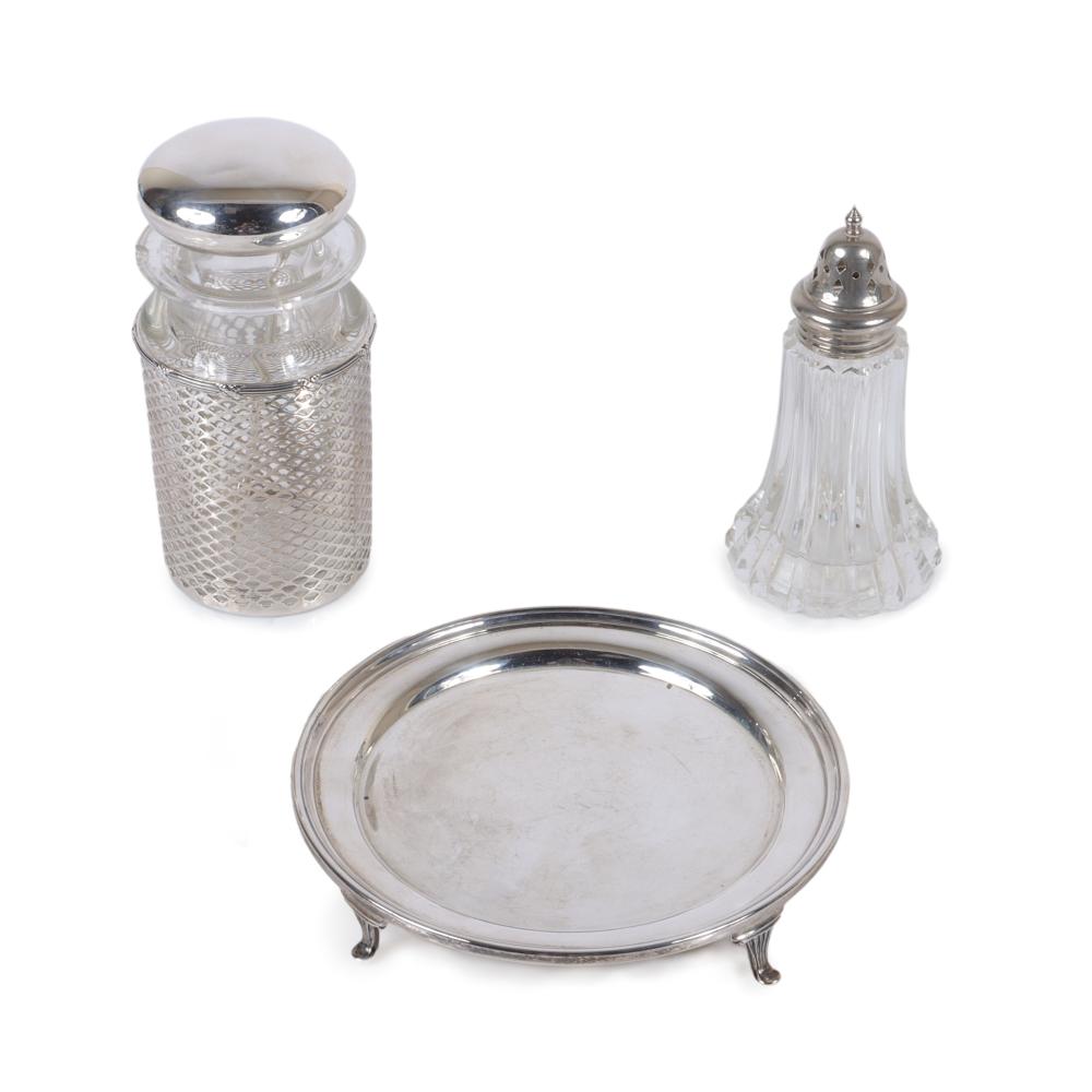 STERLING SILVER AND GLASS TABLEWARE