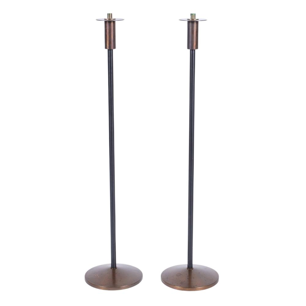 PAIR OF MCM MIXED METAL ALTER CANDLE 2d7cd6