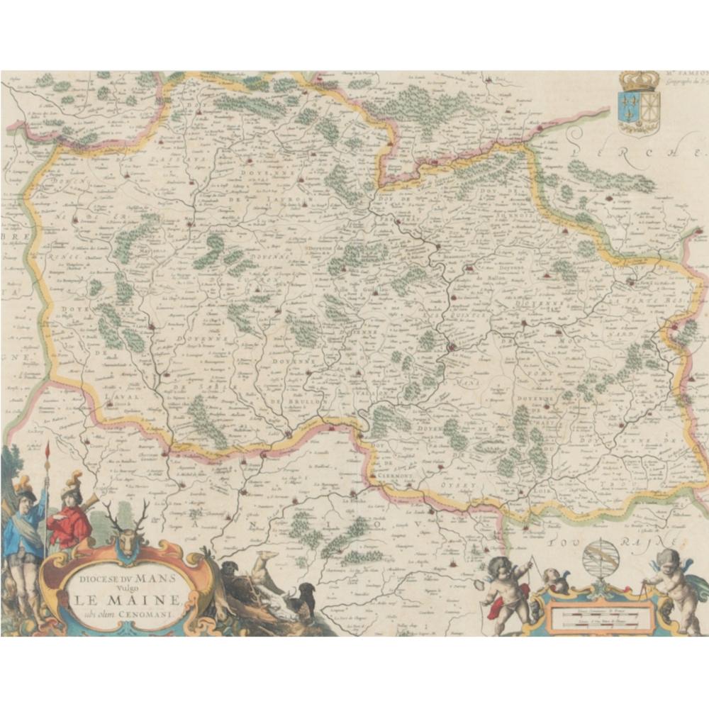 FRENCH LE MAINE HAND COLORED MAP 2d7f73