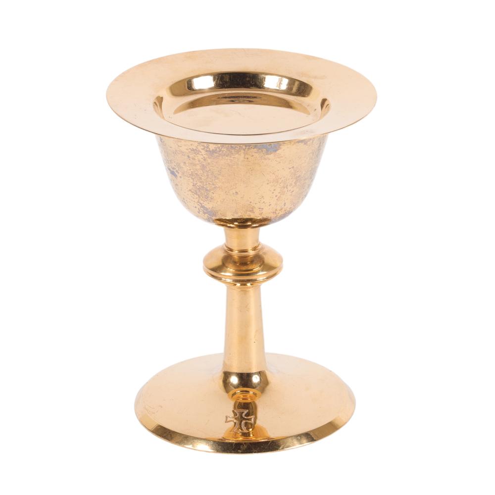 SPANISH GILT COMMUNION CHALICE AND PATEN.